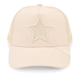 Vintage Havana Trucker Hat for Women & Men – Cream Beige Mesh & Canvas Adjustable Cap With Embroidered Star